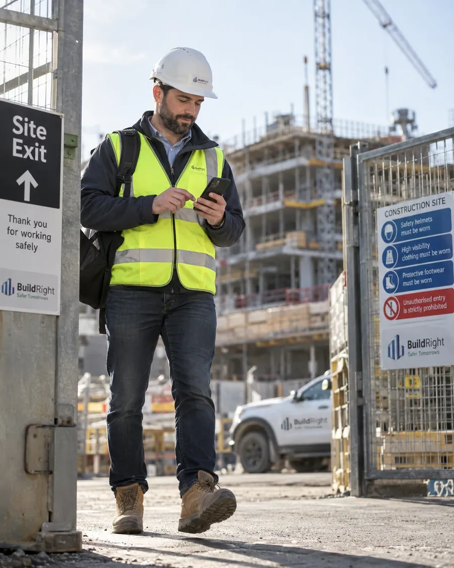 Un artisan enregistre son trajet sur son iPhone en quittant un chantier